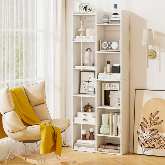 11-Tier Modern Book Organizer Bookcase with Anti-Tipping Kits-Natural LuxuryLifeWay Online Store