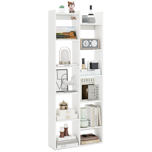 11-Tier Modern Book Organizer Bookcase with Anti-Tipping Kits-Natural LuxuryLifeWay Online Store