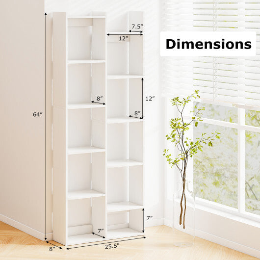 11-Tier Modern Book Organizer Bookcase with Anti-Tipping Kits-Natural LuxuryLifeWay Online Store
