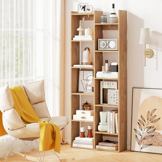 11-Tier Modern Book Organizer Bookcase with Anti-Tipping Kits-Natural LuxuryLifeWay Online Store
