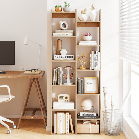 11-Tier Modern Book Organizer Bookcase with Anti-Tipping Kits-Natural LuxuryLifeWay Online Store