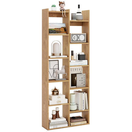 11-Tier Modern Book Organizer Bookcase with Anti-Tipping Kits-Natural LuxuryLifeWay Online Store