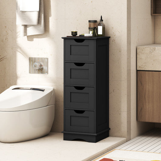 Bathroom Storage Cabinet with Cutout Handles and 4 Drawers-Black LuxuryLifeWay Online Store