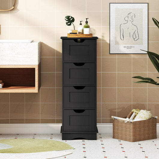 Bathroom Storage Cabinet with Cutout Handles and 4 Drawers-Black LuxuryLifeWay Online Store