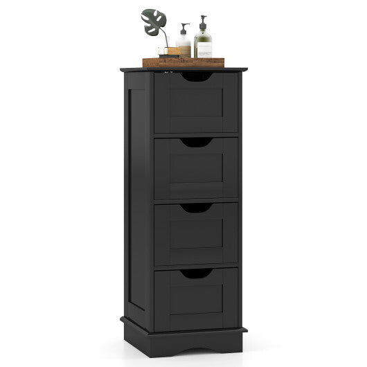 Bathroom Storage Cabinet with Cutout Handles and 4 Drawers-Black LuxuryLifeWay Online Store