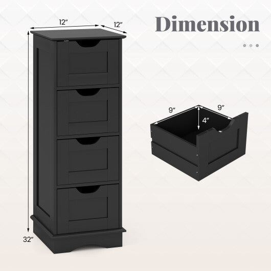 Bathroom Storage Cabinet with Cutout Handles and 4 Drawers-Black LuxuryLifeWay Online Store
