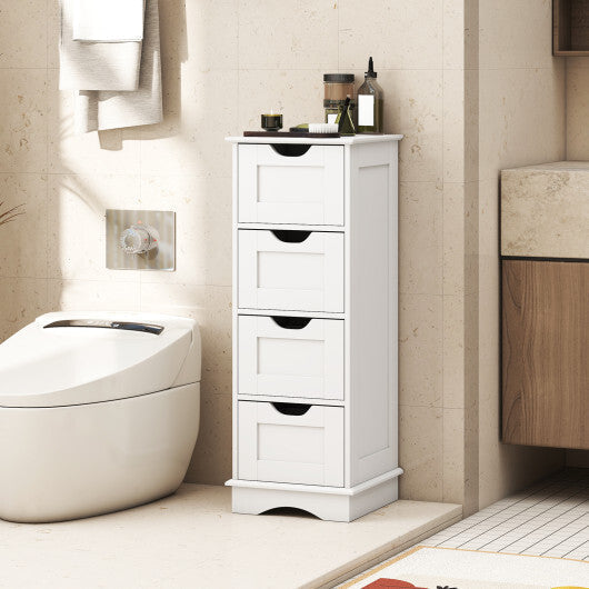 Bathroom Storage Cabinet with Cutout Handles and 4 Drawers-Black LuxuryLifeWay Online Store