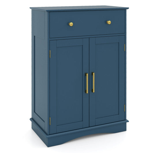 Floor Storage Cabinet with Doors Modern Buffet Sideboard with Drawer and Adjustable Shelf-Black LuxuryLifeWay Online Store