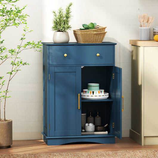 Floor Storage Cabinet with Doors Modern Buffet Sideboard with Drawer and Adjustable Shelf-Black LuxuryLifeWay Online Store