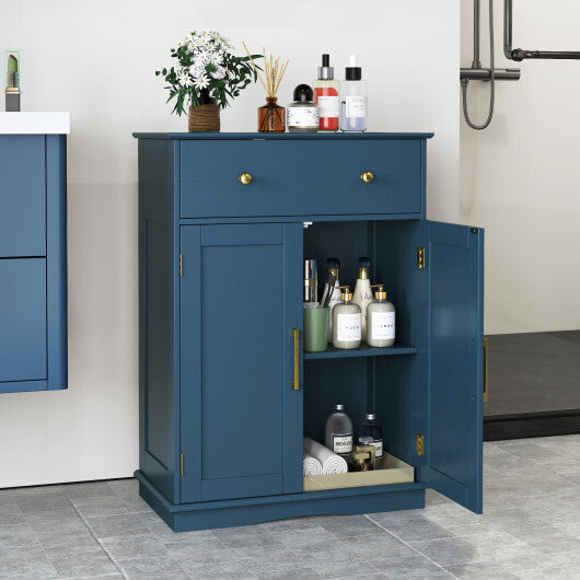 Floor Storage Cabinet with Doors Modern Buffet Sideboard with Drawer and Adjustable Shelf-Black LuxuryLifeWay Online Store