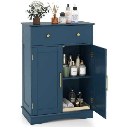 Floor Storage Cabinet with Doors Modern Buffet Sideboard with Drawer and Adjustable Shelf-Black LuxuryLifeWay Online Store