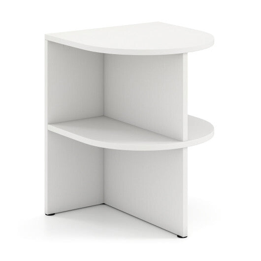 Half Round End Table with Open Shelves for Small Space-White LuxuryLifeWay Online Store