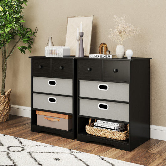 4-Drawer Dresser Modern Chest Storage Organizer with Open Shelves-White