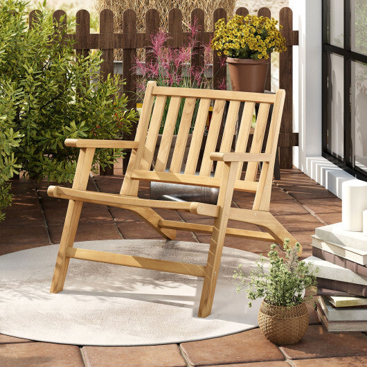 Teak Wood Outdoor Reclining Chair with Comfortable Backrest and Armrests LuxuryLifeWay Online Store