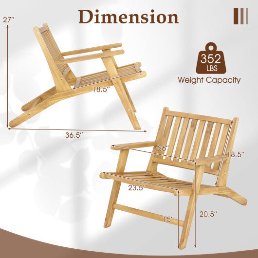 Teak Wood Outdoor Reclining Chair with Comfortable Backrest and Armrests LuxuryLifeWay Online Store