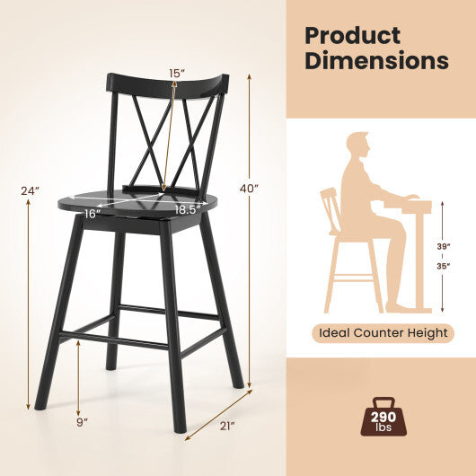 Set of 2 Windsor Bar Stool with Ergonomic Backrest and Footrests-29 inches LuxuryLifeWay Online Store
