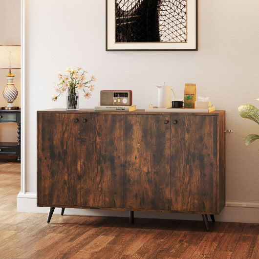 Buffet Sideboard Mid Century Modern Storage Cabinet with Adjustable Shelves-Rustic Brown LuxuryLifeWay Online Store