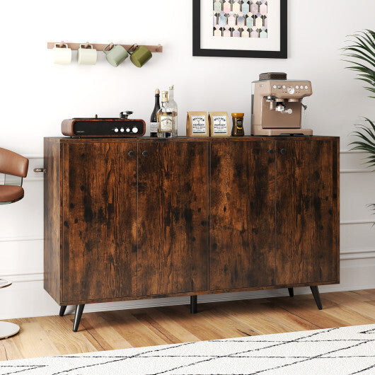 Buffet Sideboard Mid Century Modern Storage Cabinet with Adjustable Shelves-Rustic Brown LuxuryLifeWay Online Store
