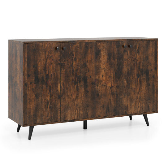 Buffet Sideboard Mid Century Modern Storage Cabinet with Adjustable Shelves-Rustic Brown LuxuryLifeWay Online Store