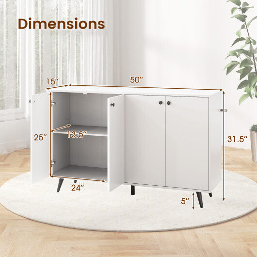 Buffet Sideboard Mid Century Modern Storage Cabinet with Adjustable Shelves-Rustic Brown LuxuryLifeWay Online Store