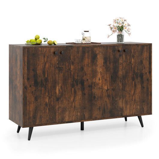 Buffet Sideboard Mid Century Modern Storage Cabinet with Adjustable Shelves-Rustic Brown LuxuryLifeWay Online Store