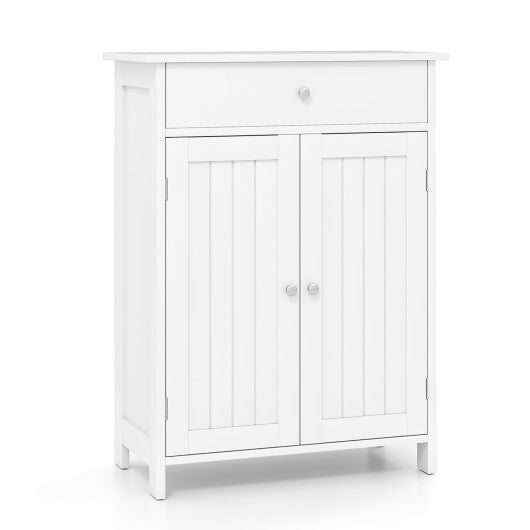 Bathroom Floor Cabinet Freestanding Storage Organizer with 2 Doors-Black LuxuryLifeWay Online Store