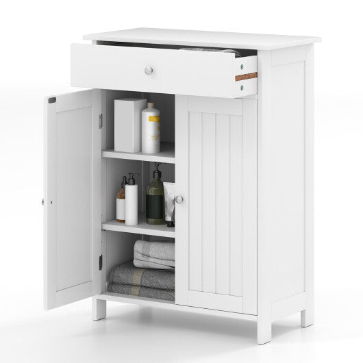 Bathroom Floor Cabinet Freestanding Storage Organizer with 2 Doors-Black