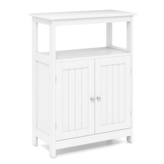 Bathroom Floor Cabinet Freestanding Storage Organizer with Open Compartment-White LuxuryLifeWay Online Store