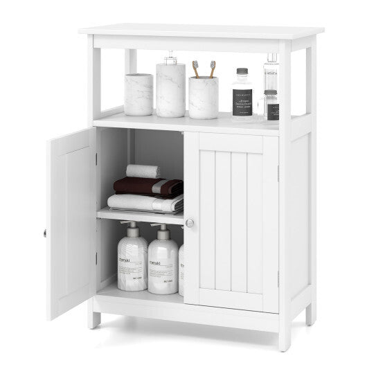 Bathroom Floor Cabinet Freestanding Storage Organizer with Open Compartment-White LuxuryLifeWay Online Store