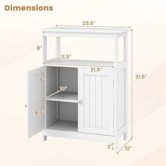 Bathroom Floor Cabinet Freestanding Storage Organizer with Open Compartment-White LuxuryLifeWay Online Store