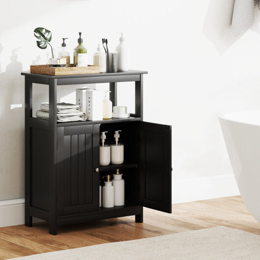 Bathroom Floor Cabinet Freestanding Storage Organizer with Open Compartment-White LuxuryLifeWay Online Store