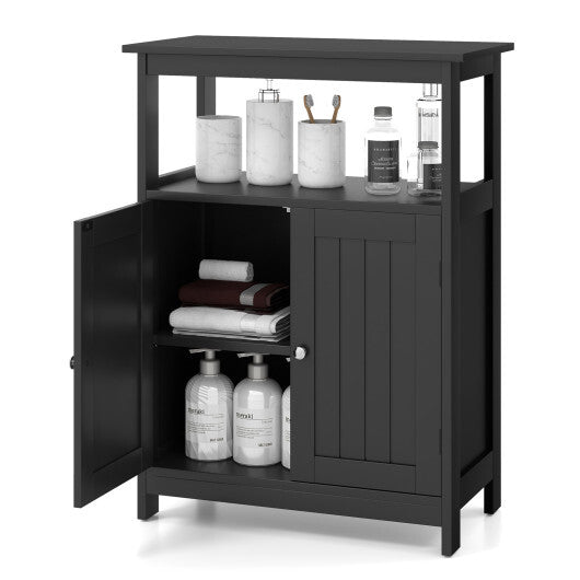Bathroom Floor Cabinet Freestanding Storage Organizer with Open Compartment-White LuxuryLifeWay Online Store