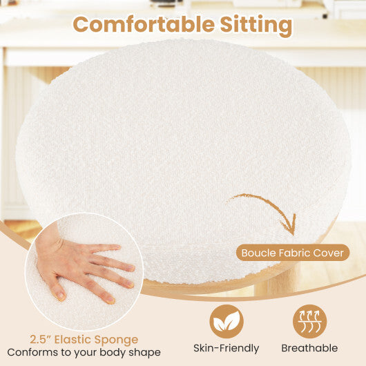 27" Bar Stools Set of 2 Upholstered Barstools with Boucle Fabric Seats-White LuxuryLifeWay Online Store