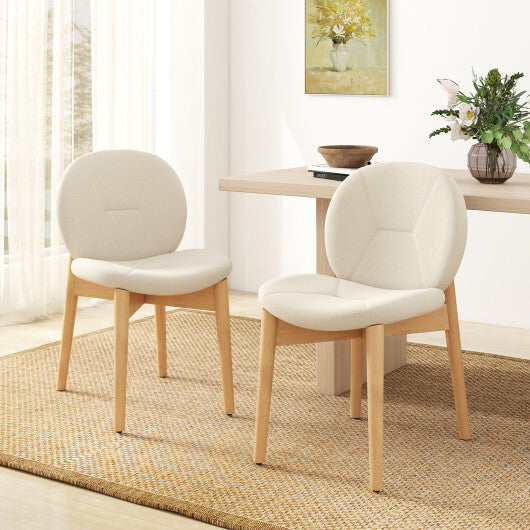 Wooden Dining Chairs Set of 2 with Rubber Wood Legs-White