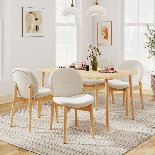 Wooden Dining Chairs Set of 2 with Rubber Wood Legs-White