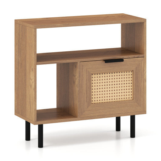 Accent Side End Table with Storage Shelf and Cabinet for Small Space-Natural LuxuryLifeWay Online Store