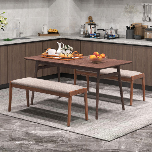 45 Inch Farmhouse Backless Bench with Rubber Wood Legs and Fabric Padded Seat-Beige LuxuryLifeWay Online Store