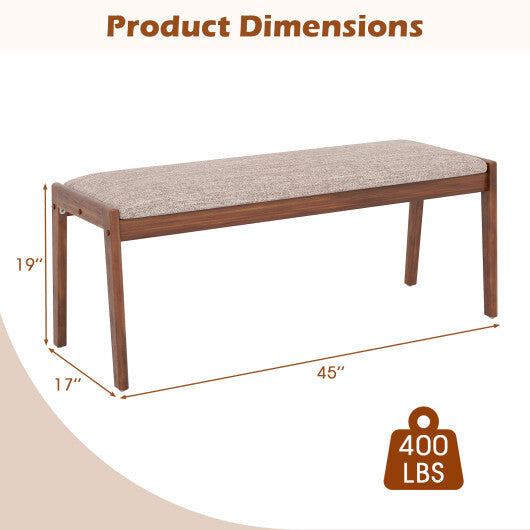 45 Inch Farmhouse Backless Bench with Rubber Wood Legs and Fabric Padded Seat-Beige LuxuryLifeWay Online Store