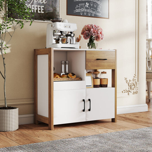 Kitchen Storage Cabinet with Drawer Pull-Out Shelf and 2 Doors-White LuxuryLifeWay Online Store