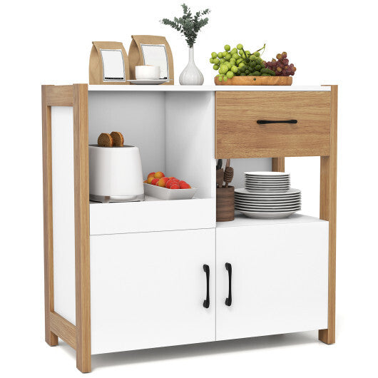 Kitchen Storage Cabinet with Drawer Pull-Out Shelf and 2 Doors-White LuxuryLifeWay Online Store