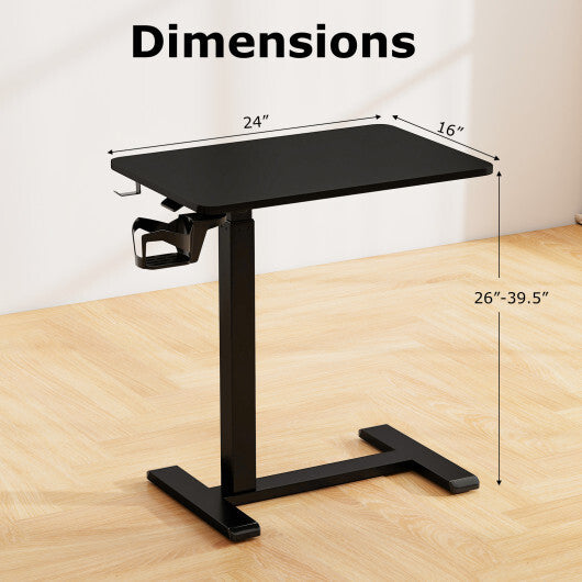 Mobile Standing Desk Height Adjustable Overbed Bedside Table with Cup Holder-Black LuxuryLifeWay Online Store