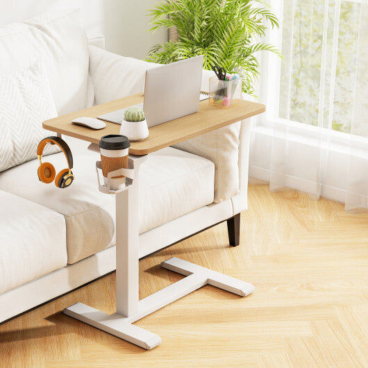 Mobile Standing Desk Height Adjustable Overbed Bedside Table with Cup Holder-Black LuxuryLifeWay Online Store