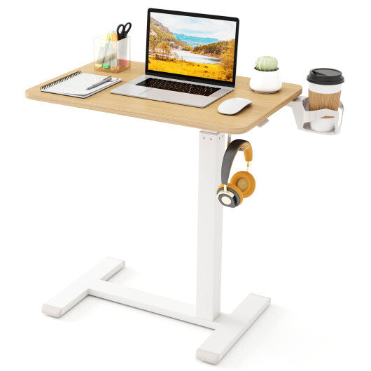Mobile Standing Desk Height Adjustable Overbed Bedside Table with Cup Holder-Black LuxuryLifeWay Online Store