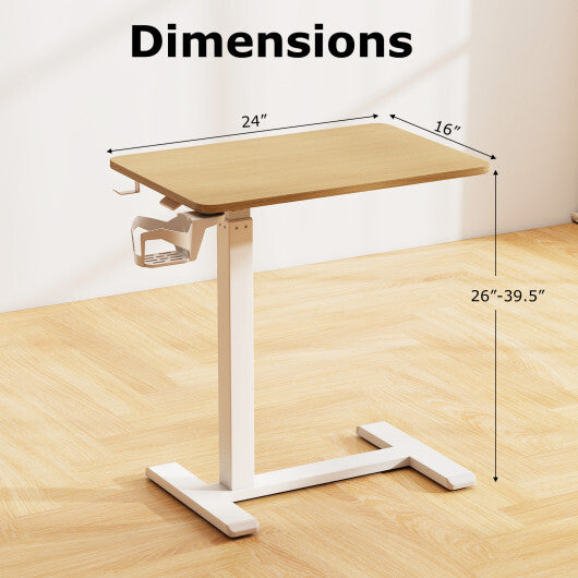 Mobile Standing Desk Height Adjustable Overbed Bedside Table with Cup Holder-Black LuxuryLifeWay Online Store