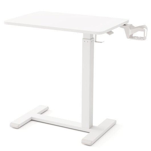 Mobile Standing Desk Height Adjustable Overbed Bedside Table with Cup Holder-Black LuxuryLifeWay Online Store