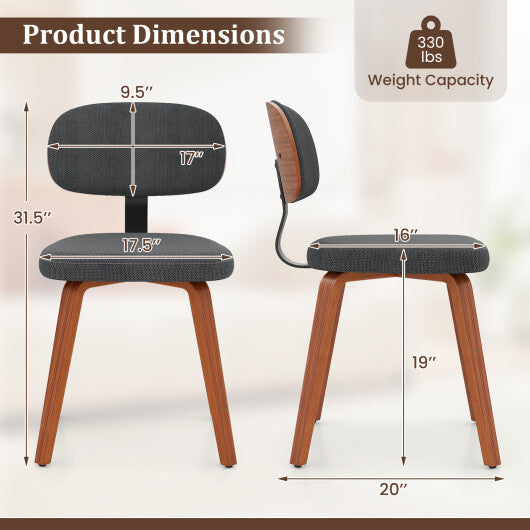 Chenille Fabric Upholstered Wooden Kitchen Chairs Set of 2-Dark Gray LuxuryLifeWay Online Store