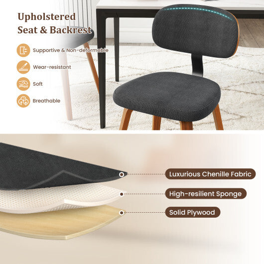 Chenille Fabric Upholstered Wooden Kitchen Chairs Set of 2-Dark Gray LuxuryLifeWay Online Store