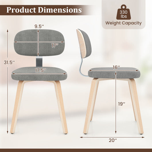 Chenille Fabric Upholstered Wooden Kitchen Chairs Set of 2-Dark Gray LuxuryLifeWay Online Store