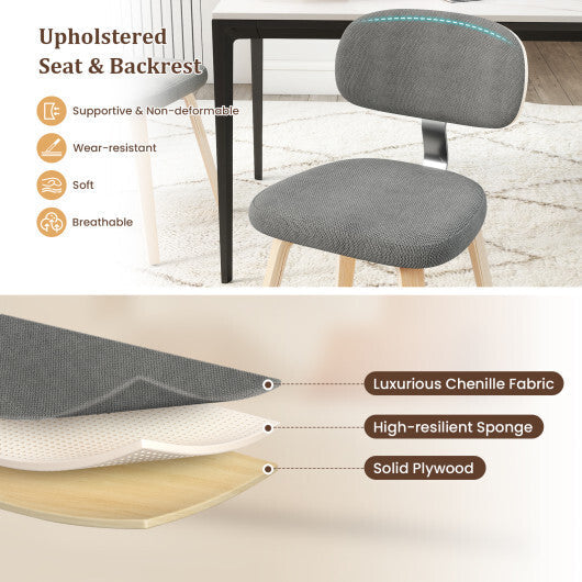 Chenille Fabric Upholstered Wooden Kitchen Chairs Set of 2-Dark Gray LuxuryLifeWay Online Store