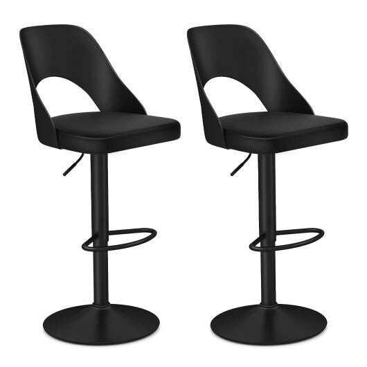 Bar Stools Set of 2 with Enlarged PU Leather Seat and Footrest-White LuxuryLifeWay Online Store